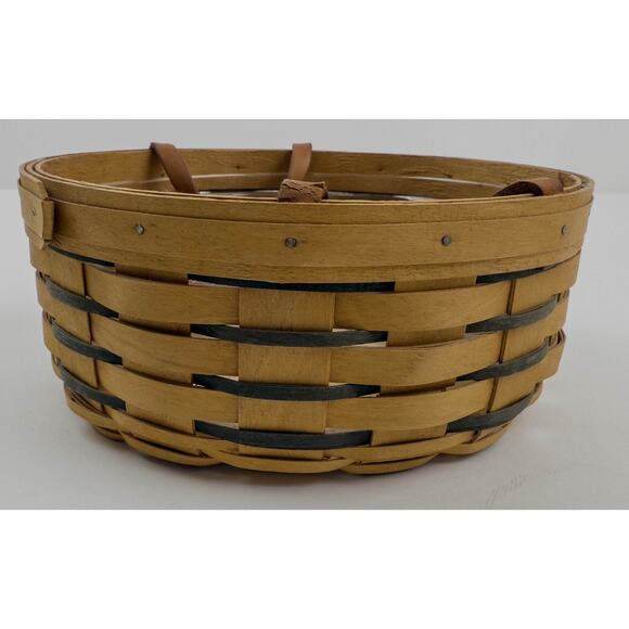 Longaberger 1998 Hostess Basket w/ Protector Green Accent Handwoven USA Vintage - Picture 3 of 6